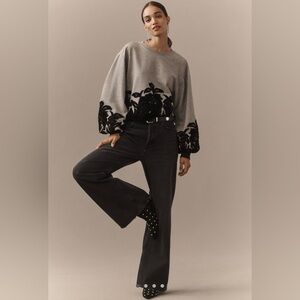 NWT Anthropologie Velvet Appliqué Sweater XS